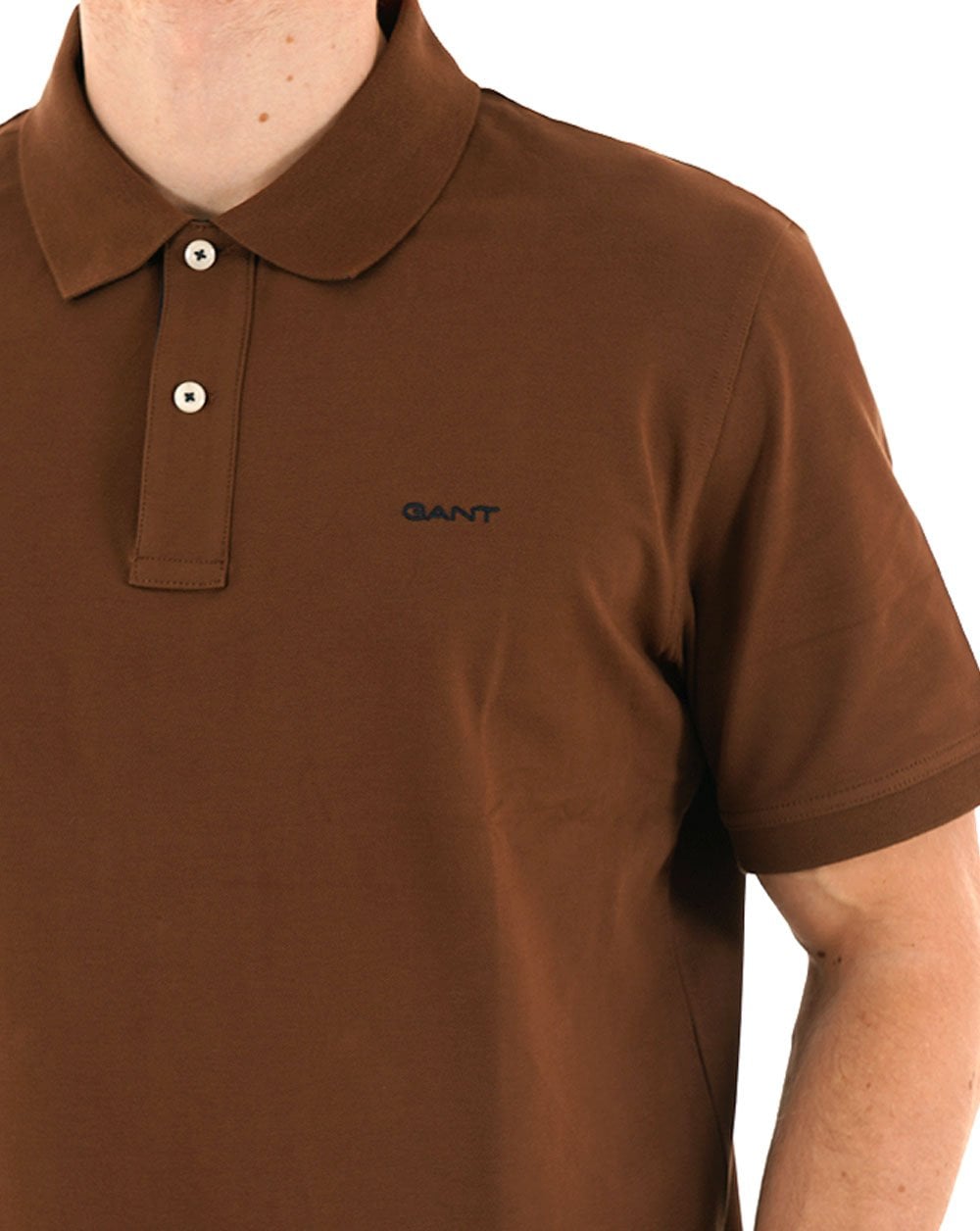Gant Contrast Collar Polo Shirt Mahogany Brown