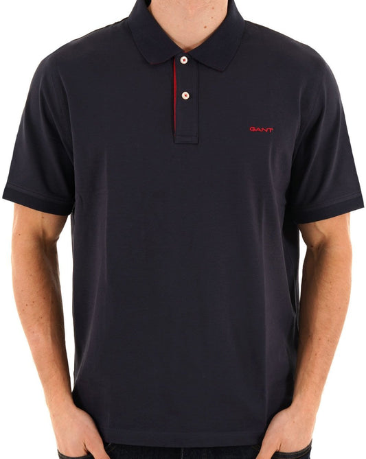 Gant Contrast Collar Polo Shirt Navy Blue