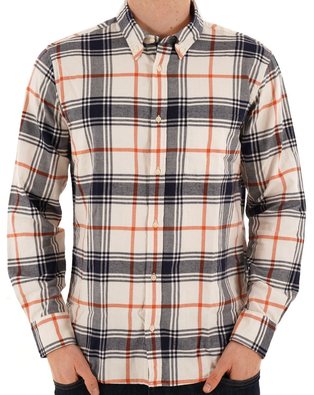 Benetton Flannel Check Shirt Creamy White