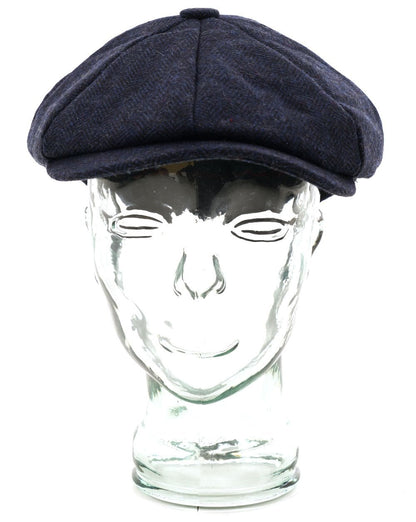 Heritage Traditions Carlyle Tweed Herringbone Newsboy Cap Navy