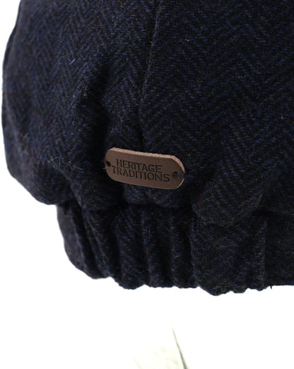 Heritage Traditions Carlyle Tweed Herringbone Newsboy Cap Navy