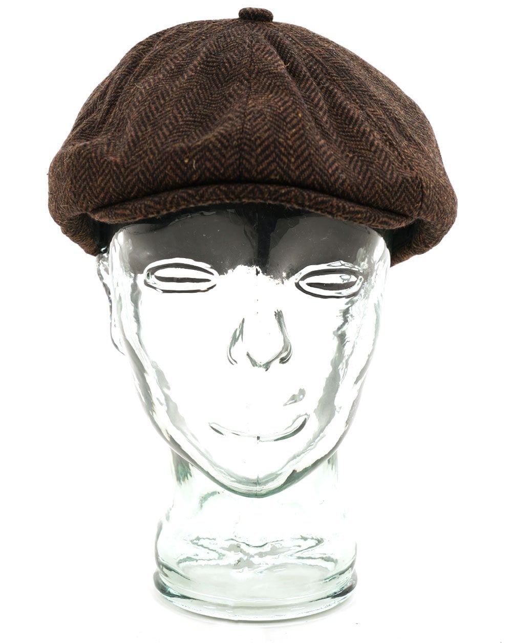 Heritage Traditions Peaky Stud Herringbone Tweed Cap Brown
