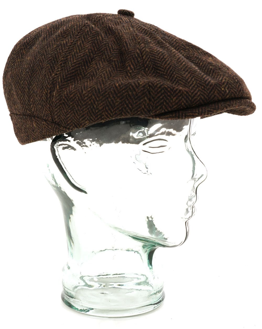 Heritage Traditions Peaky Stud Herringbone Tweed Cap Brown