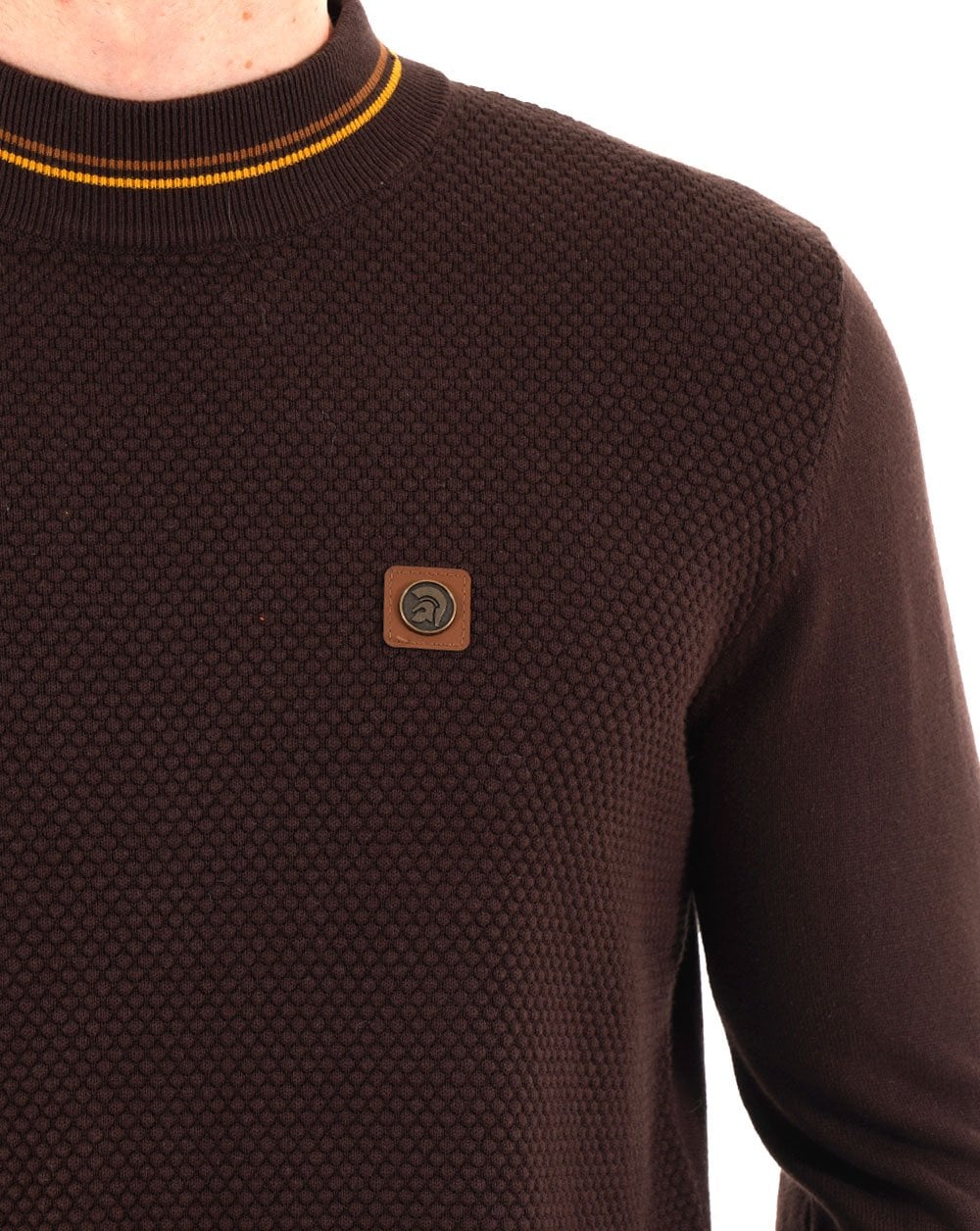 Trojan Racing Stripe Turtle Neck Knit Chocolate
