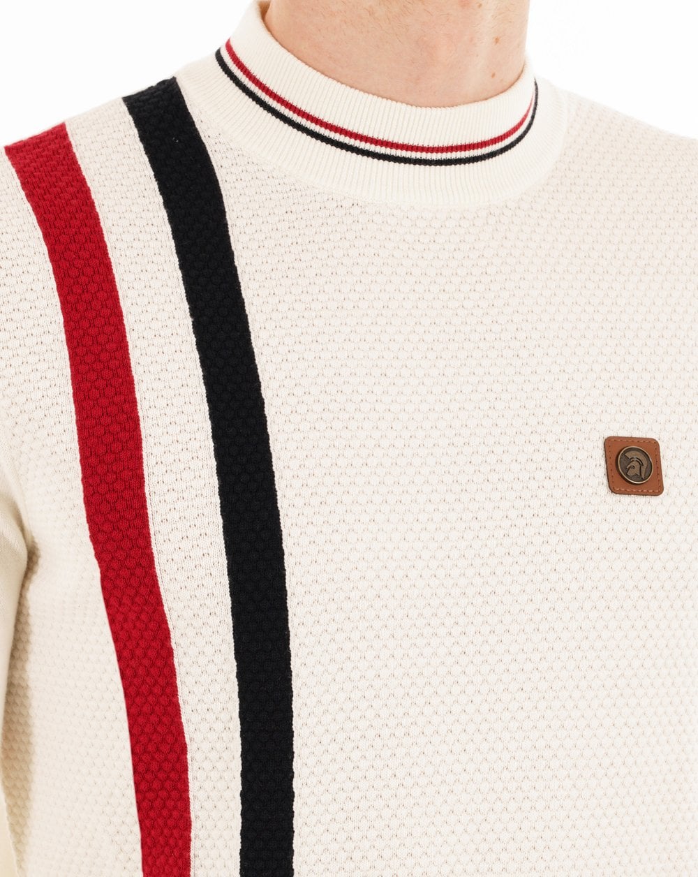 Trojan Racing Stripe Turtle Neck Knit Ecru