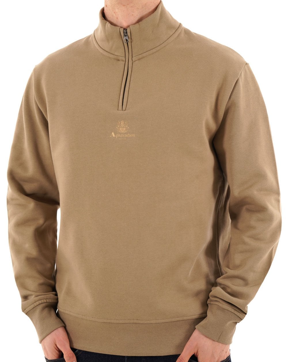 Aquascutum 1/4 Zip Sweat Khaki Sand