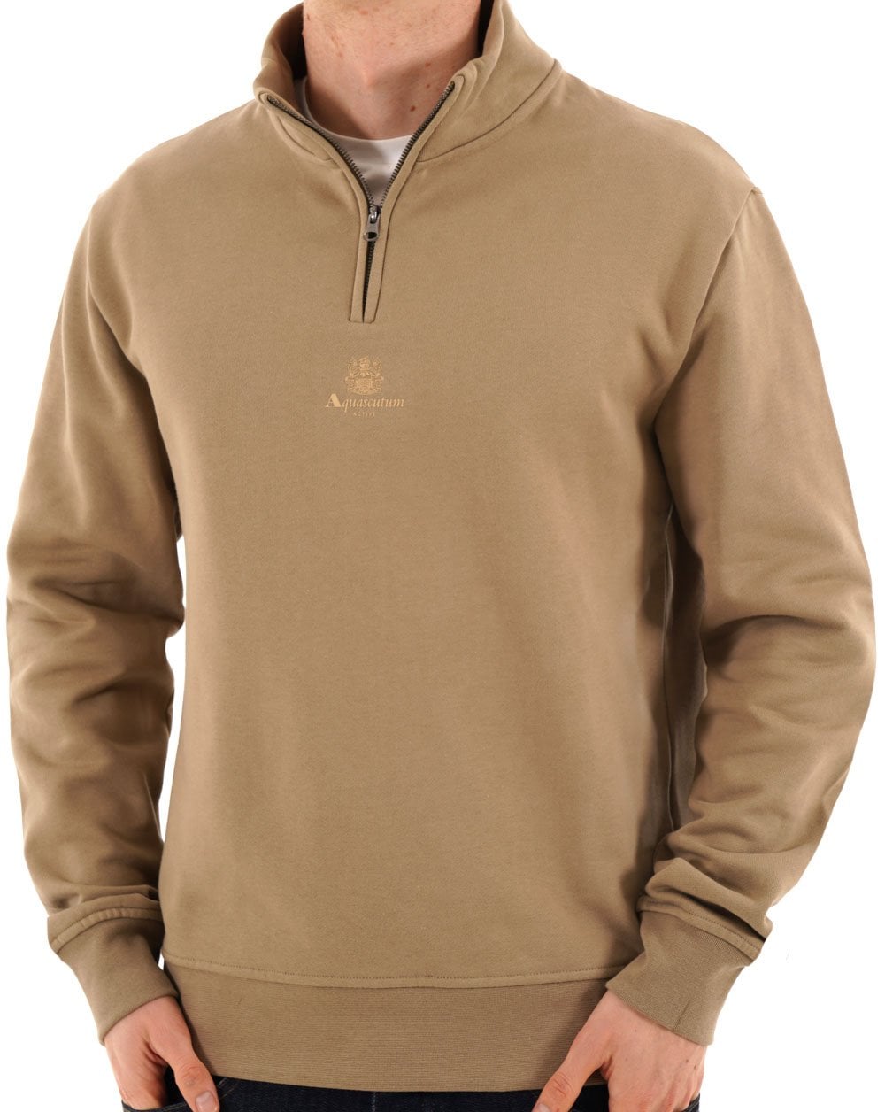 Aquascutum 1/4 Zip Sweat Khaki Sand