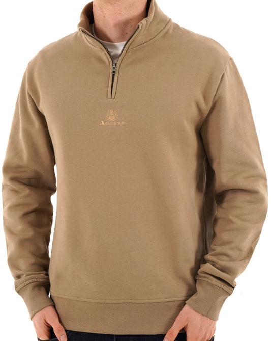 Aquascutum 1/4 Zip Sweat Khaki Sand