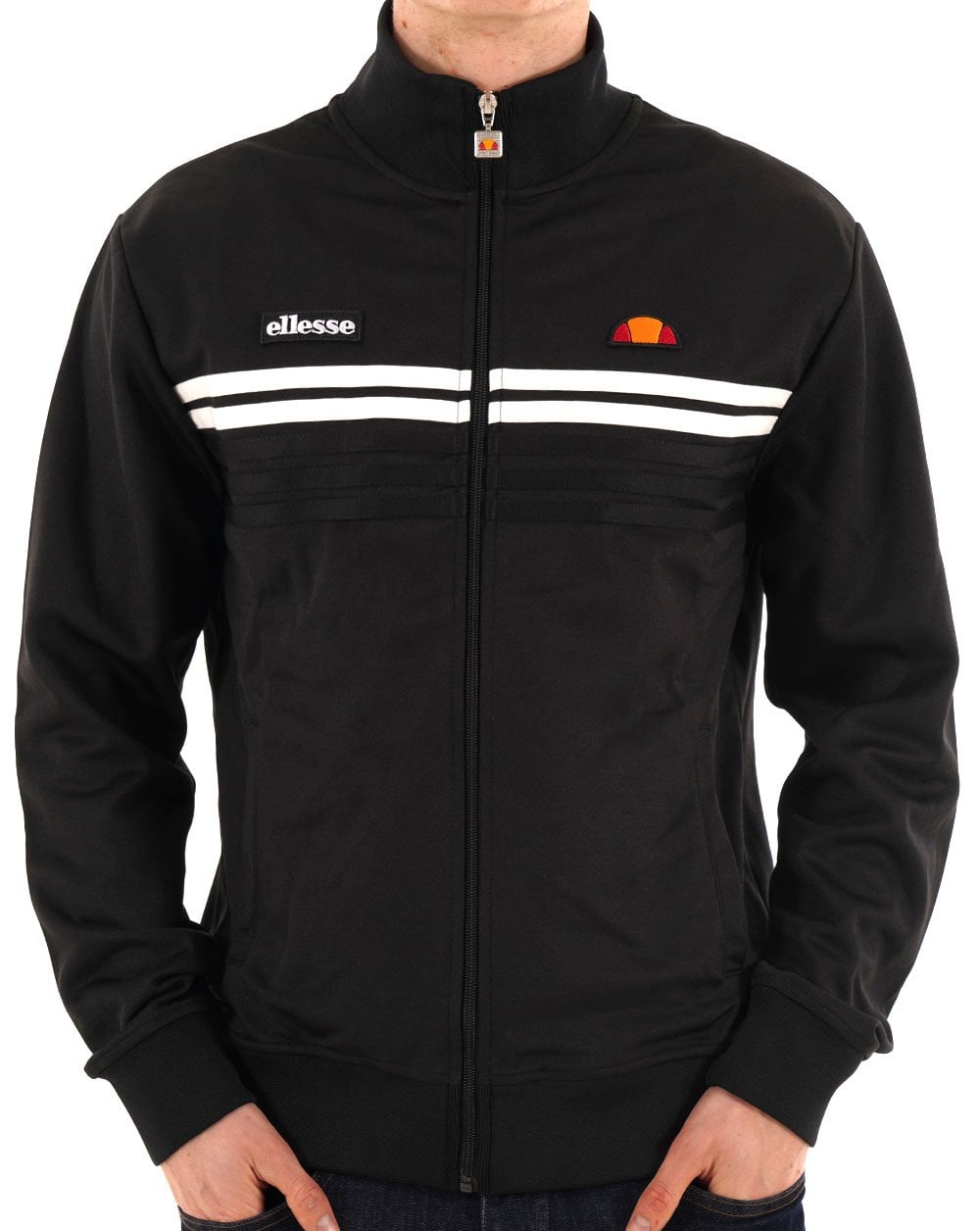 Ellesse 5 Stripe Track Top Black white
