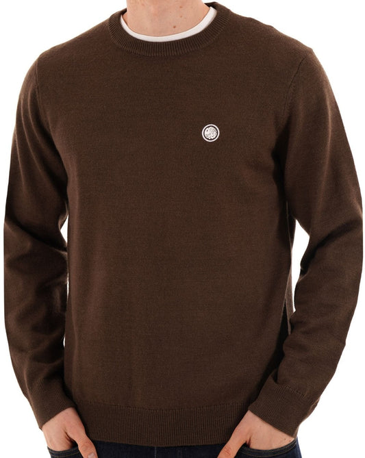 Pretty Green Merino Blend Crew Knit Brown