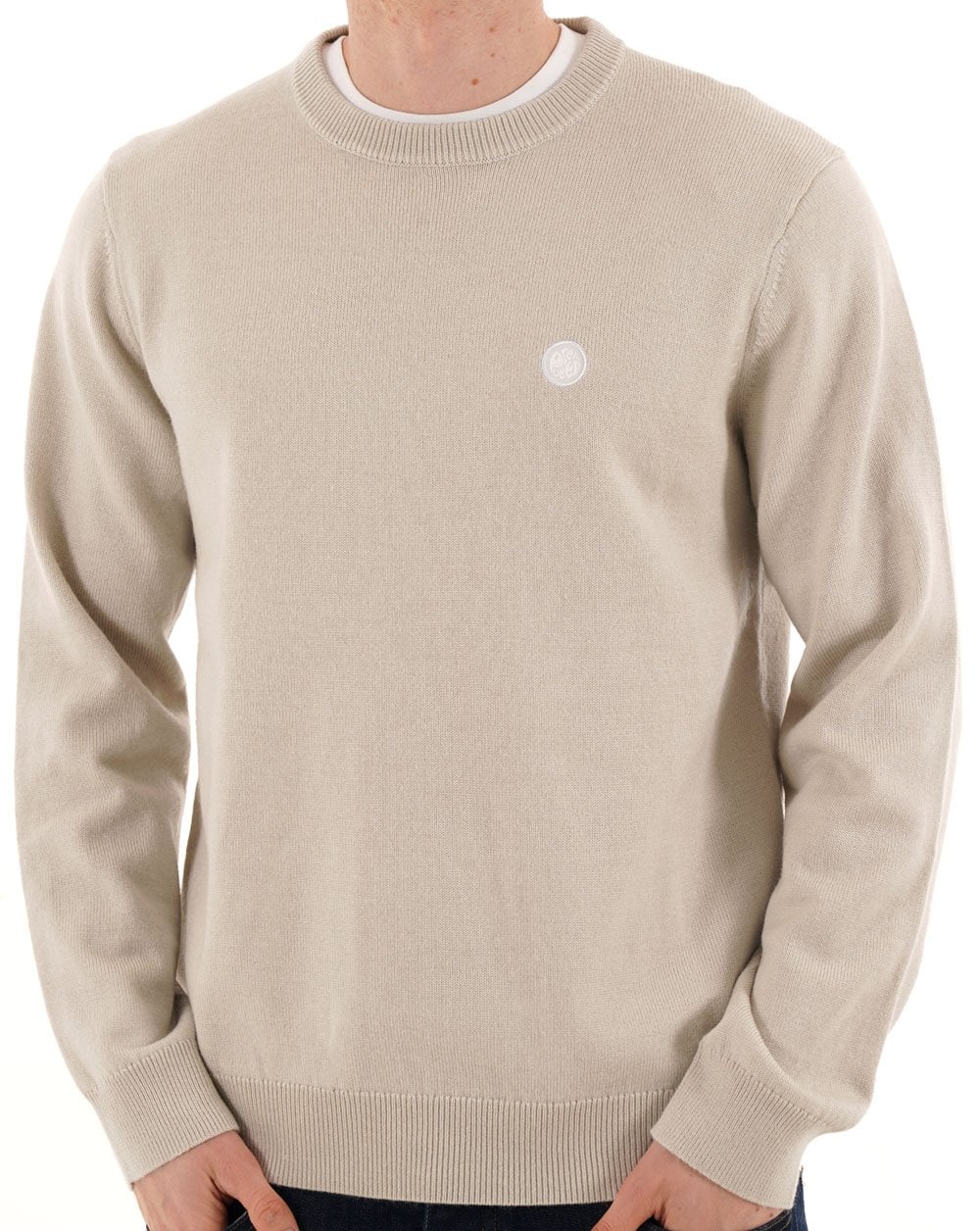 Pretty Green Merino Blend Crew Knit Stone