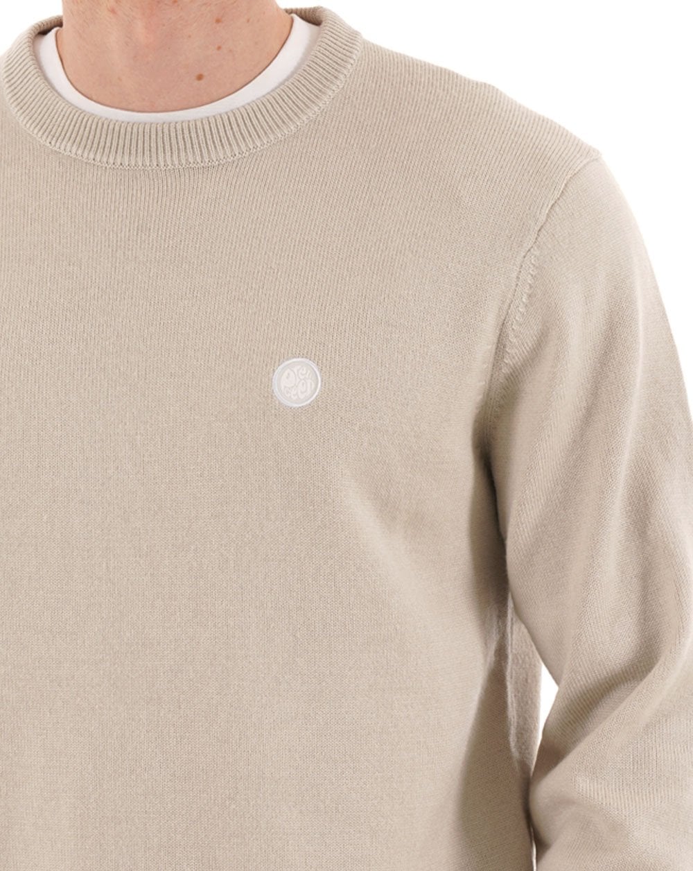 Pretty Green Merino Blend Crew Knit Stone