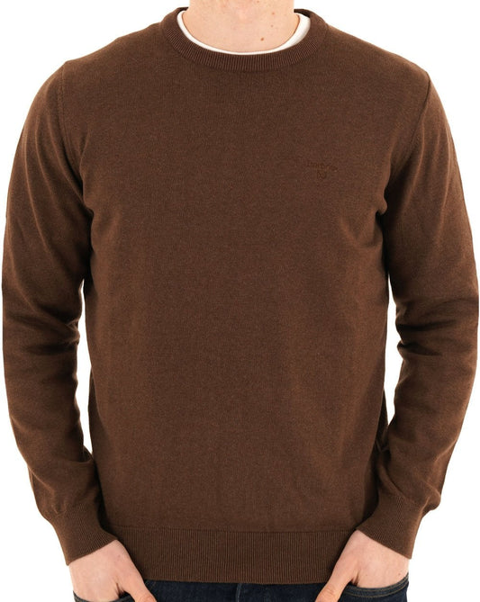Barbour Pima Cotton Crew Neck Jumper Umber