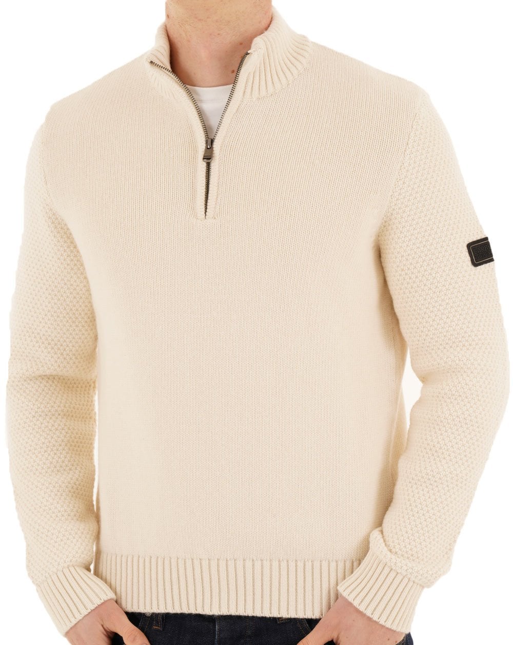 Barbour International Enfield Funnel Neck Jumper Whisper White