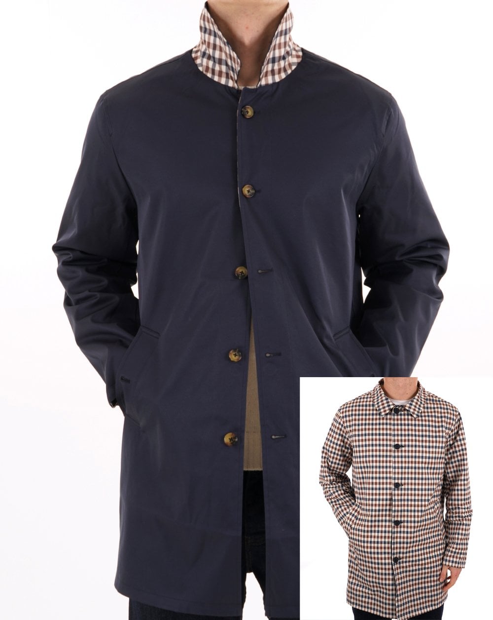 Aquascutum Classic Trench Navy Check Reversible