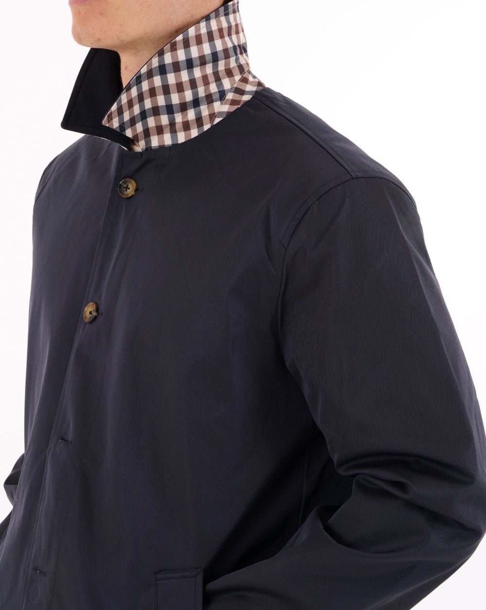 Aquascutum Classic Trench Navy Check Reversible