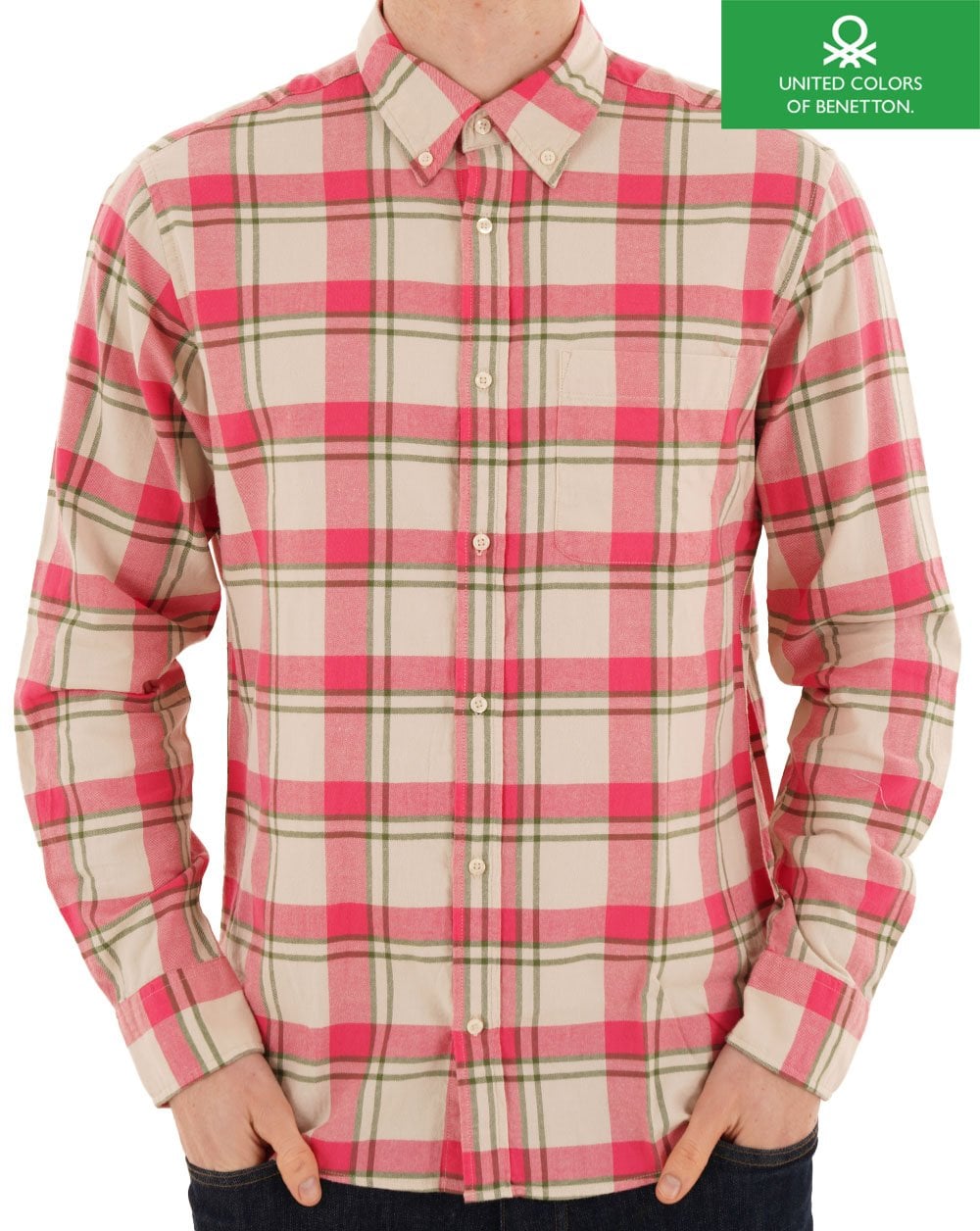Benetton Flannel Check Shirt Sand