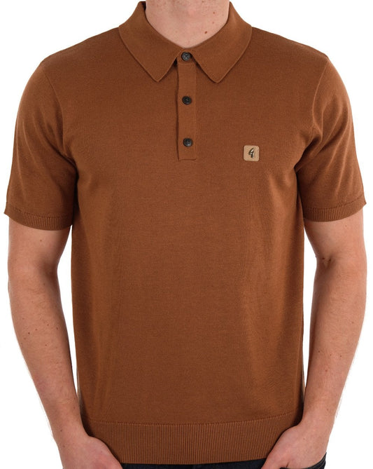 Gabicci Vintage Jackson Knit Polo Walnut