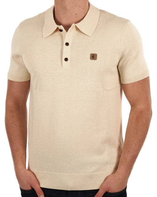 Gabicci Vintage Jackson Knitted Polo Cream
