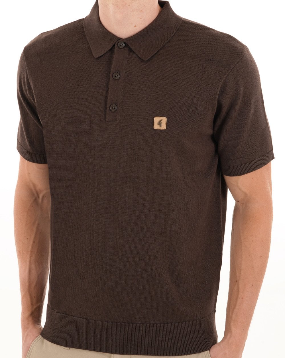 Gabicci Vintage Jackson Knit Polo DK Brown
