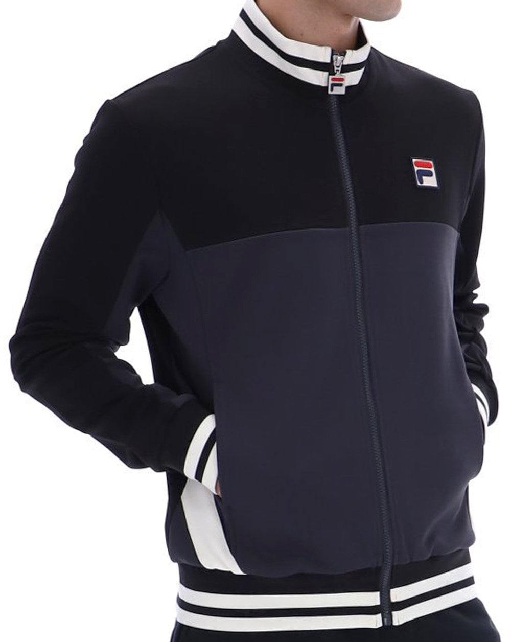 Fila Vintage Tiebreaker Track Top Black Charcoal