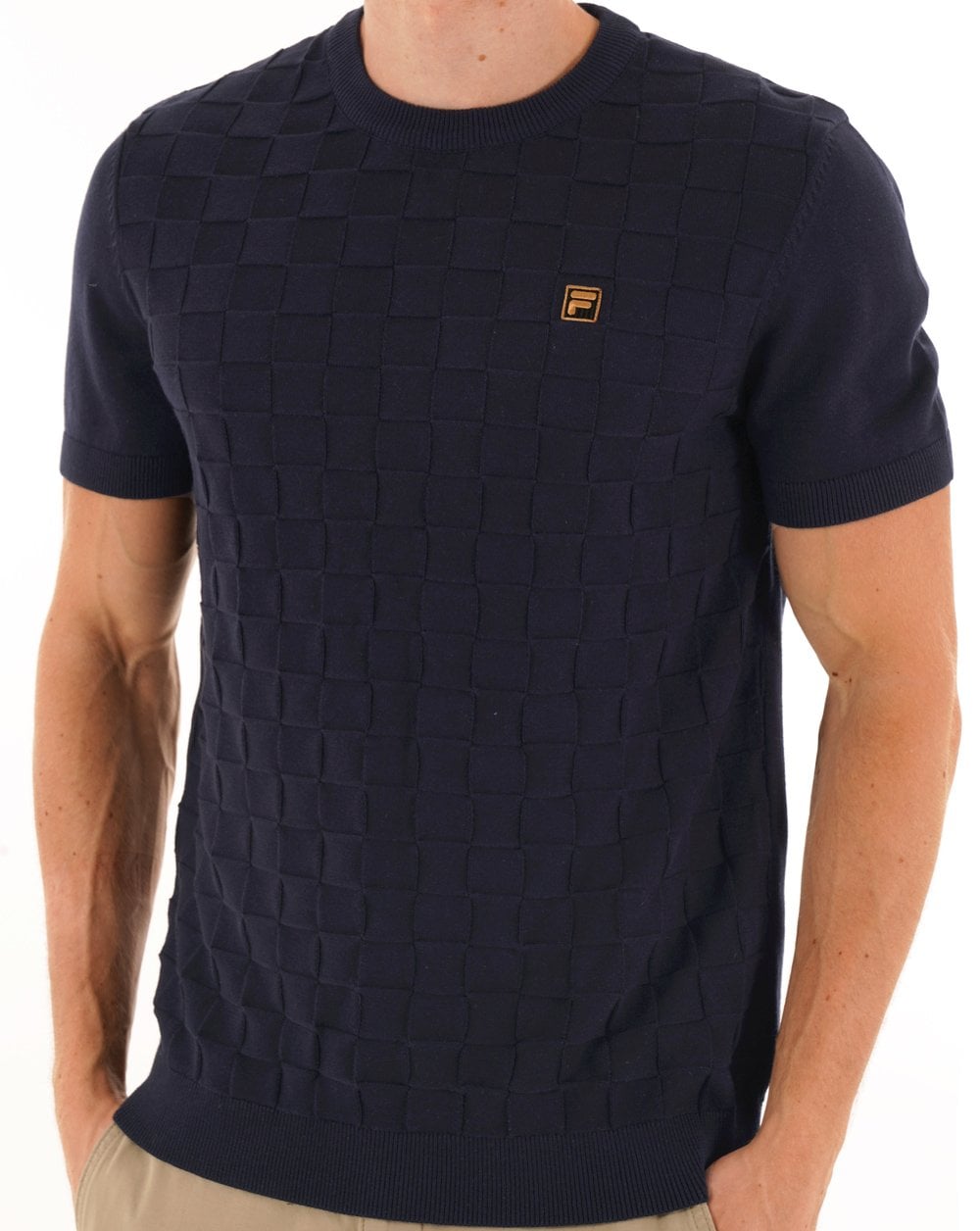 Fila Gold Campbell Square Knit Tee Dark Navy
