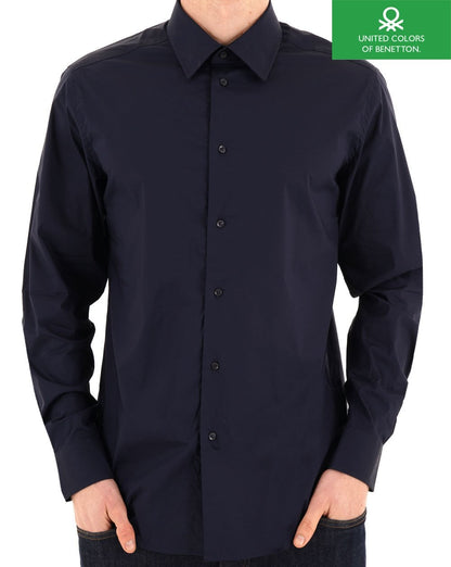 Benetton Poplin Slim Fit Shirt Navy