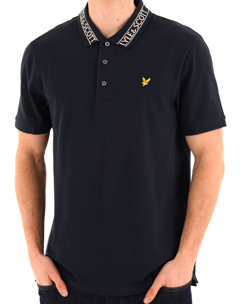 Lyle & Scott Logo Ribbed Polo Shirt Navy