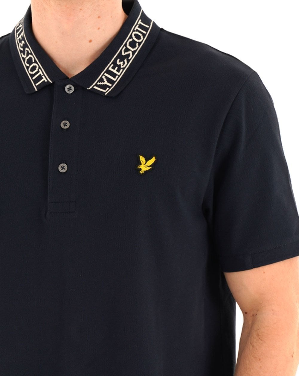 Lyle & Scott Logo Ribbed Polo Shirt Navy