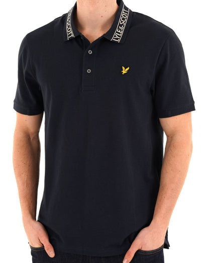 Lyle & Scott Logo Ribbed Polo Shirt Navy
