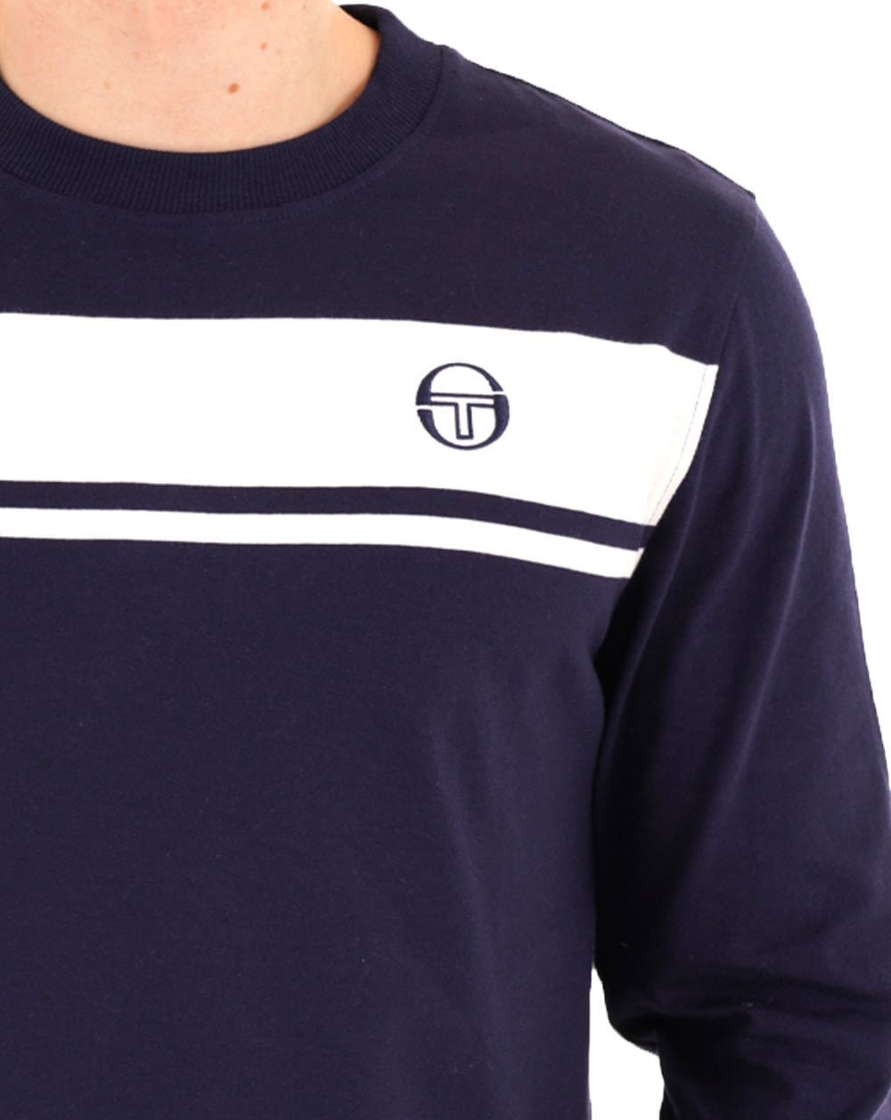 Sergio Tacchini Masters LS T Shirt Navy Blue/White