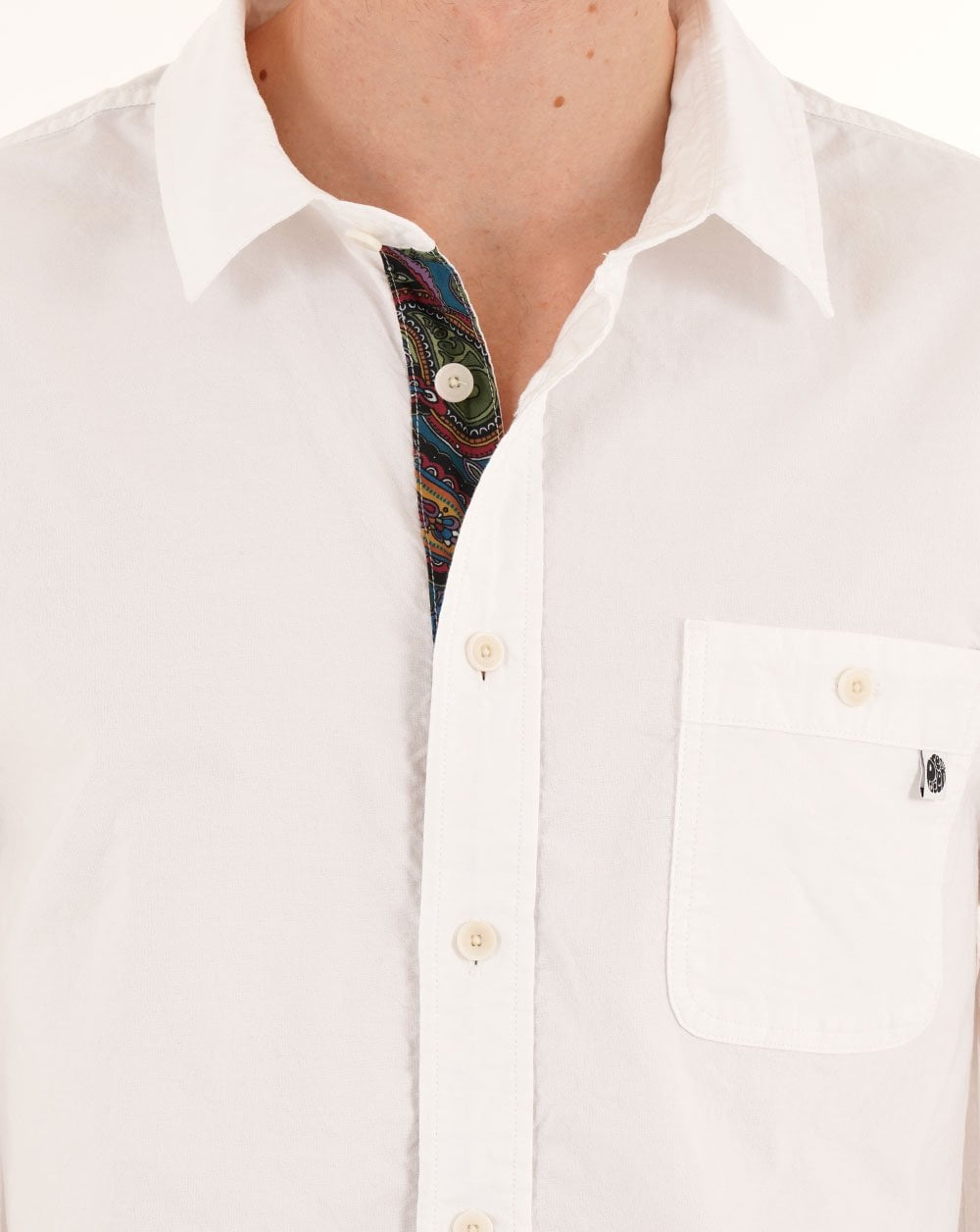 Pretty Green House Paisley Oxford Shirt White