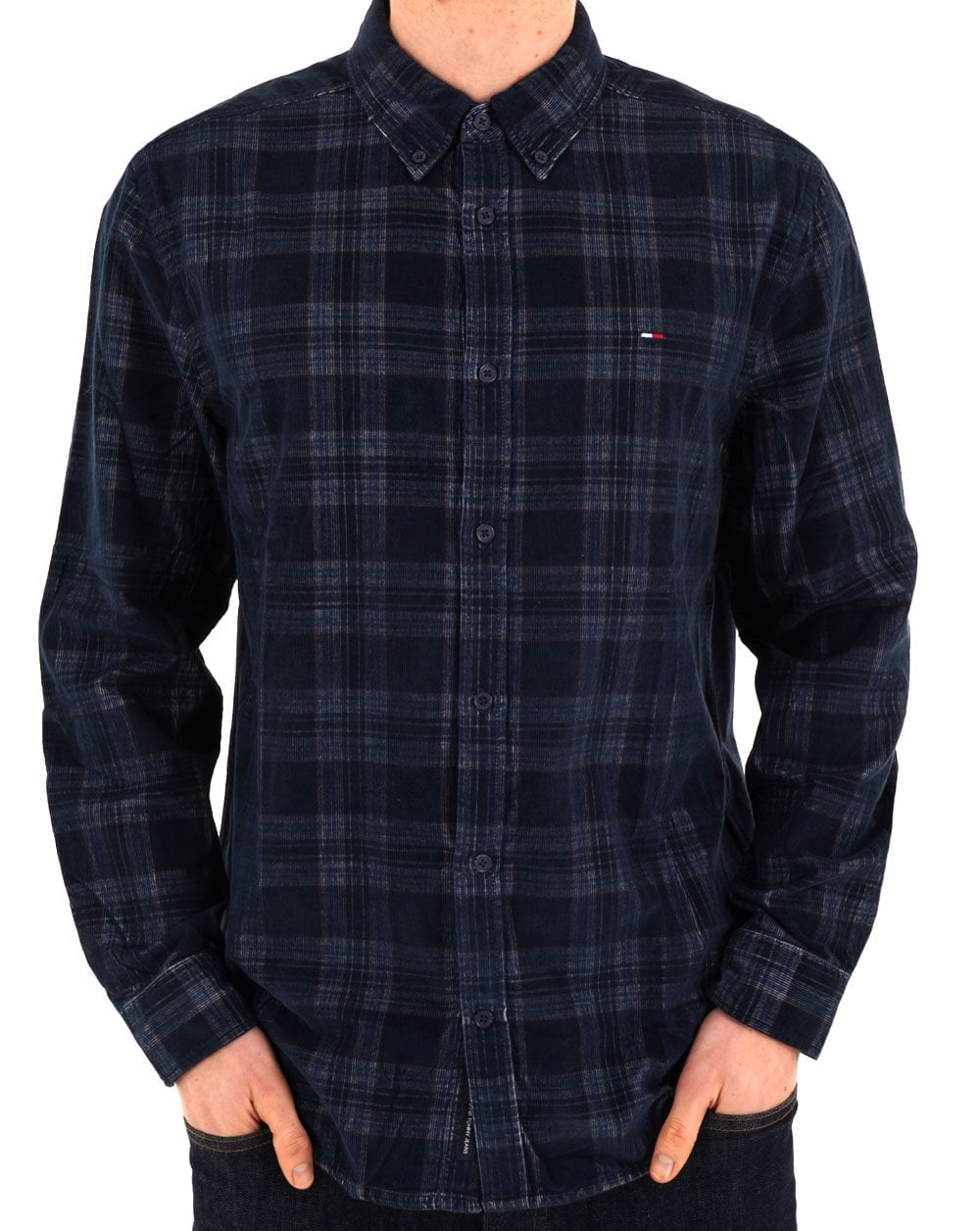 Tommy Jeans Check Cord Shirt Dark Night Navy