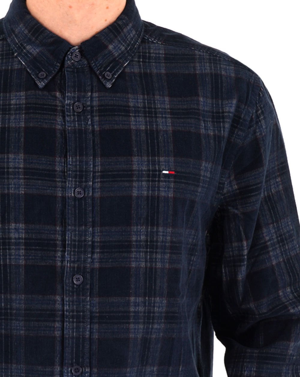 Tommy Jeans Check Cord Shirt Dark Night Navy