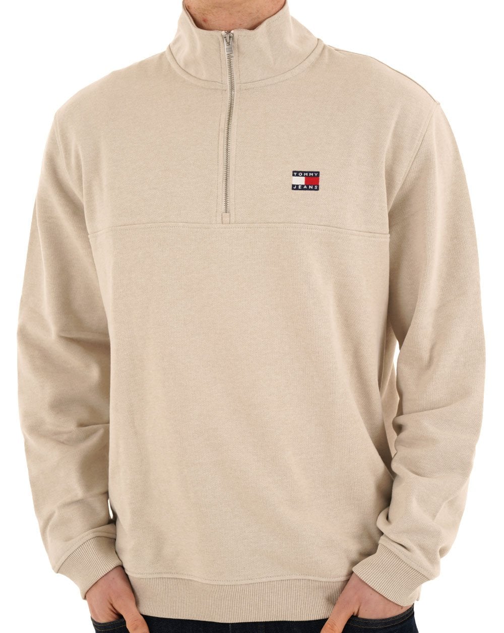 Tommy Jeans Badge 1/4 Zip Sweater Ancient White