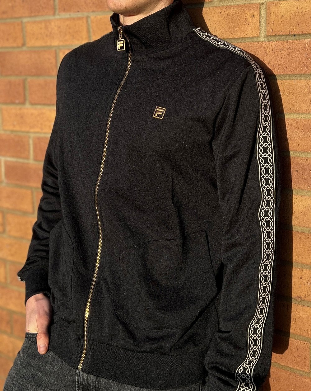 Fila Gold Roman Taped Track Top Black