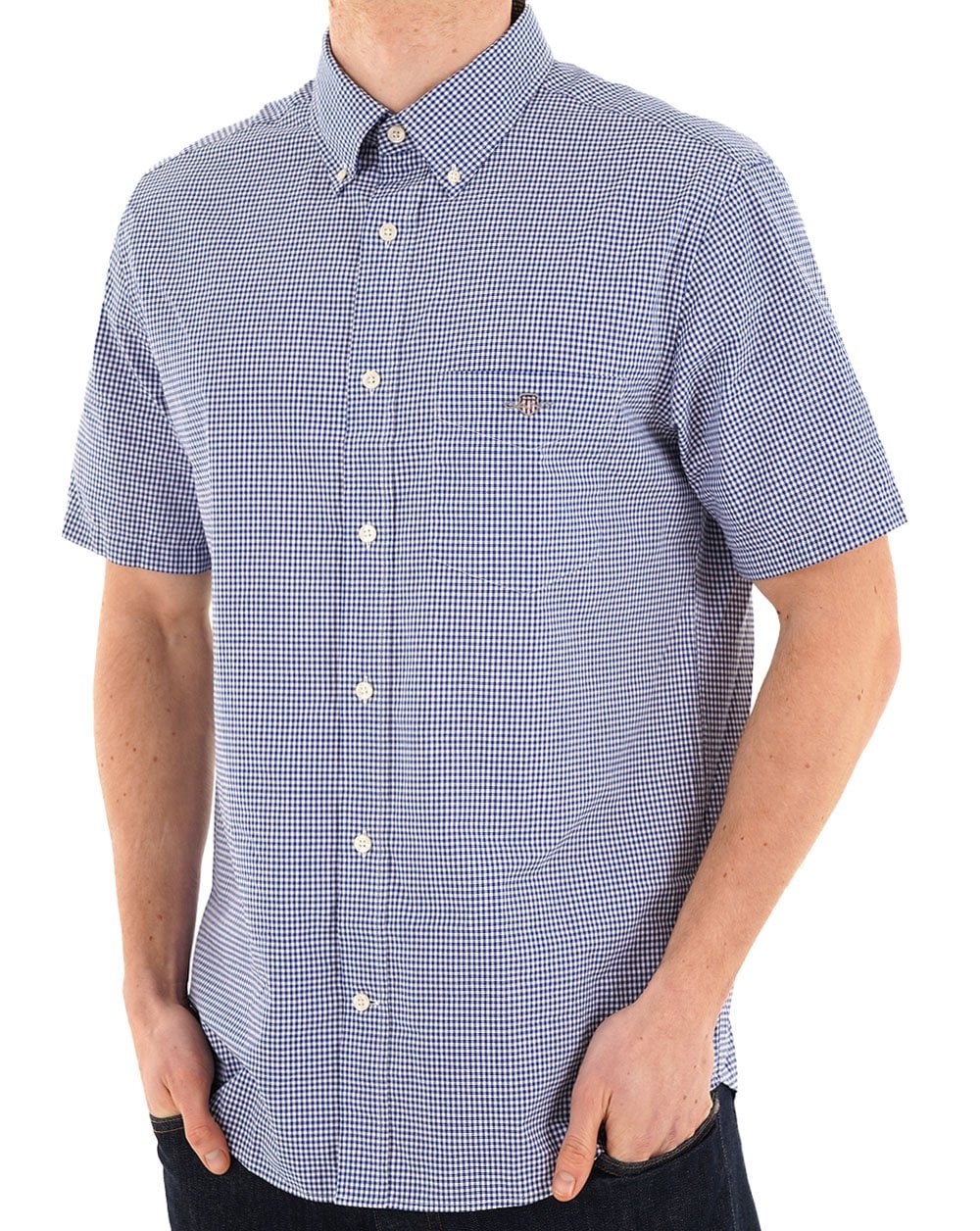 Gant Poplin Gingham SS Shirt College Blue