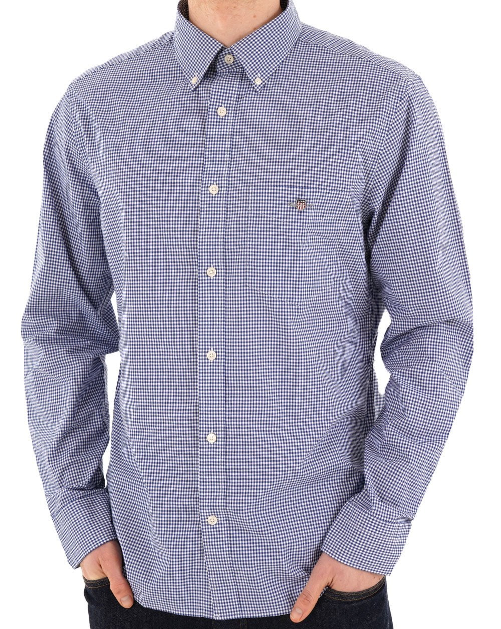 Gant Poplin Gingham LS Shirt College Blue