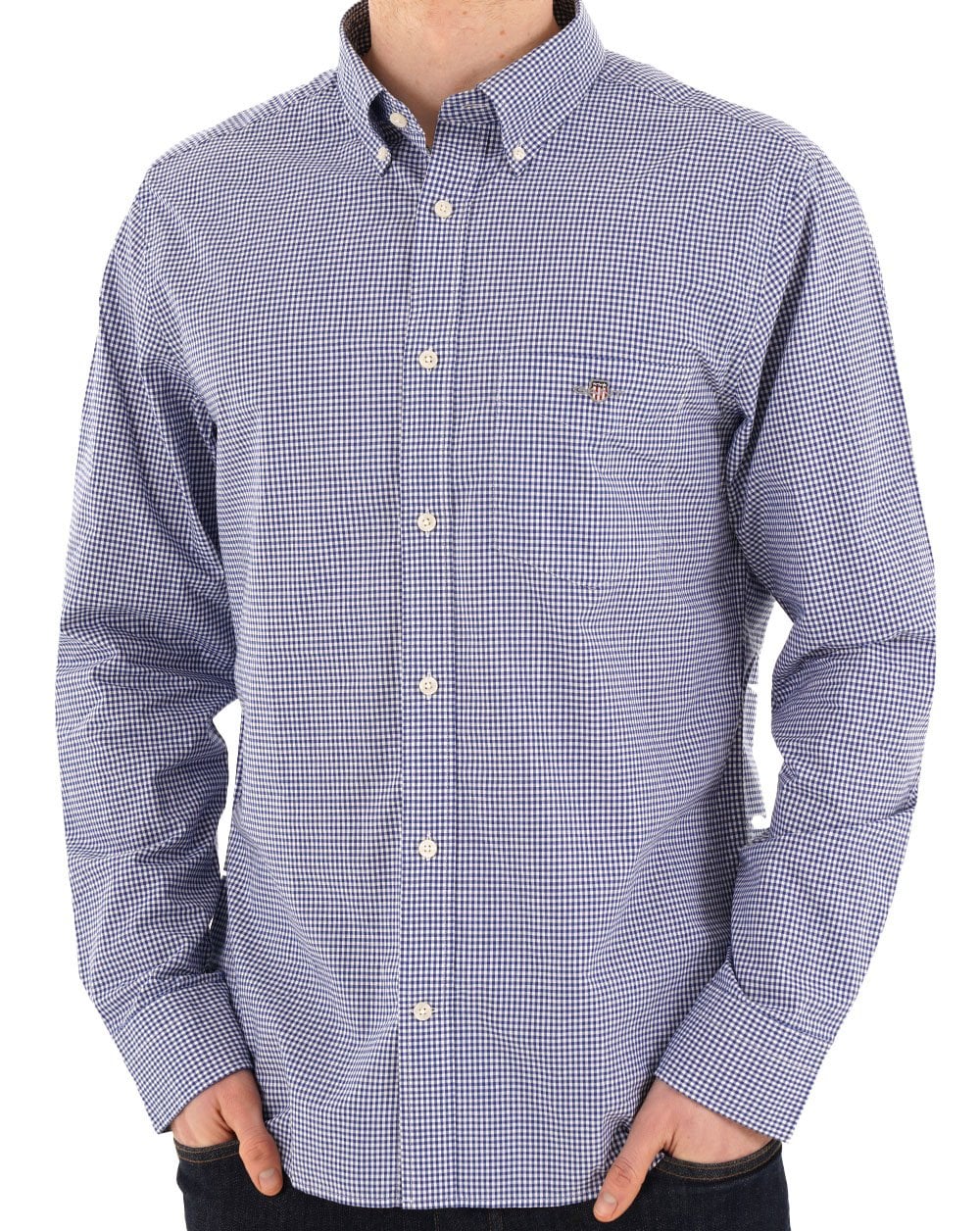 Gant Poplin Gingham LS Shirt College Blue