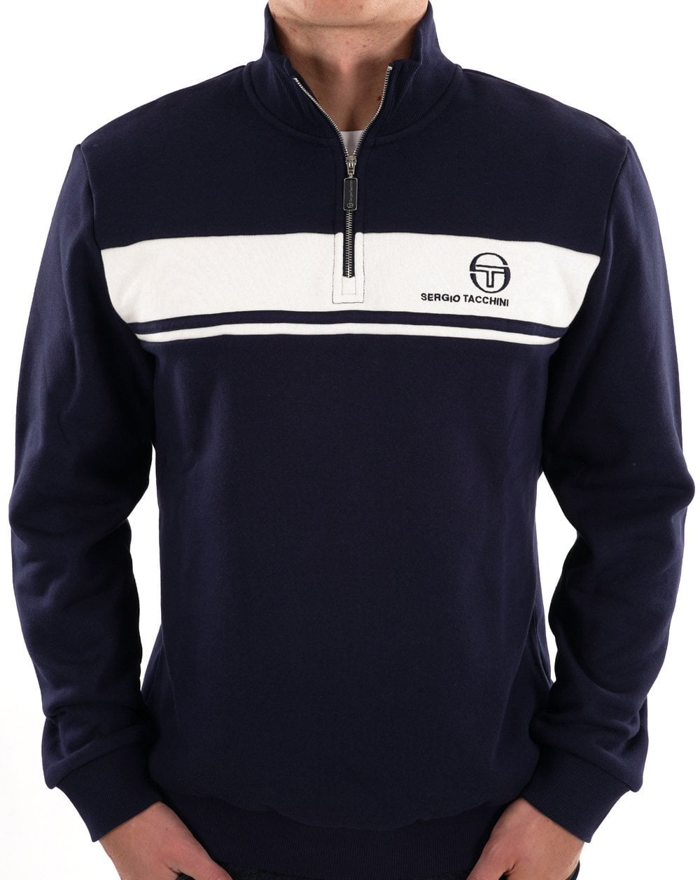 Sergio Tacchini Masters 1/4 Zip Sweat Navy Blue – 80s Casual Classics