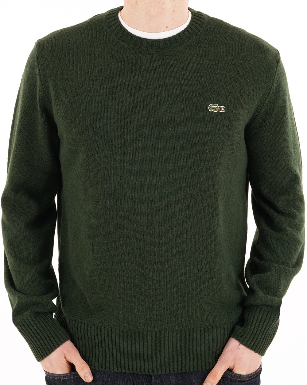 Lacoste Knitted Wool Jumper Dark Green