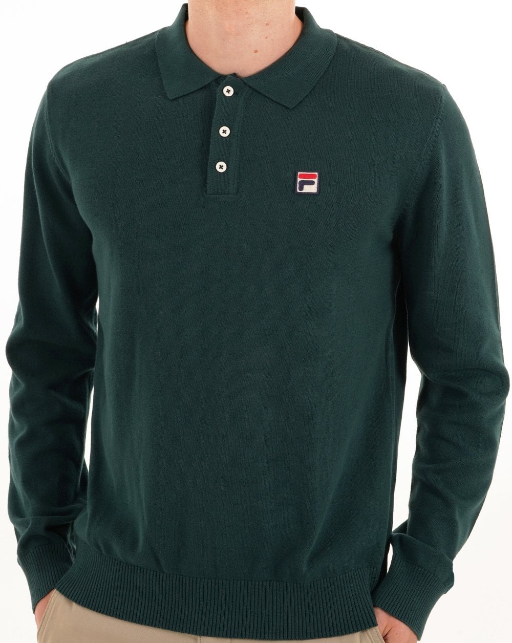 Fila Vintage Knitted ls Polo Green