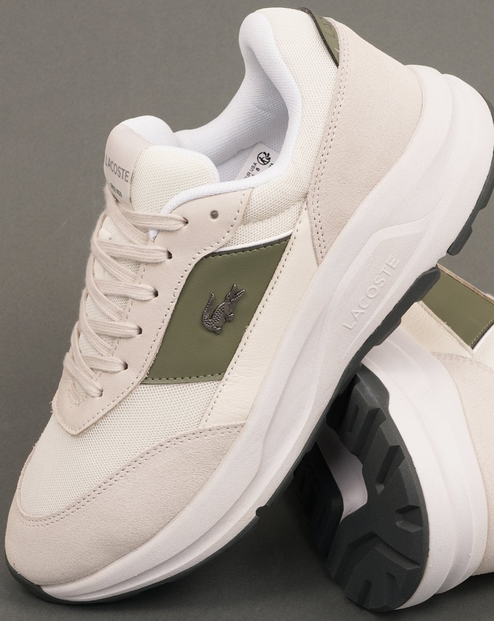 Lacoste Run Set Trainers Off White/Khaki
