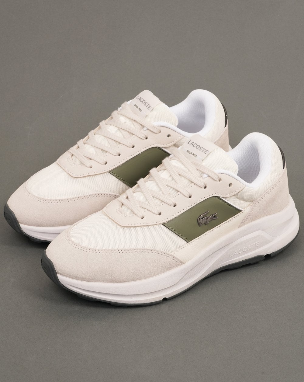 Lacoste Run Set Trainers Off White/Khaki