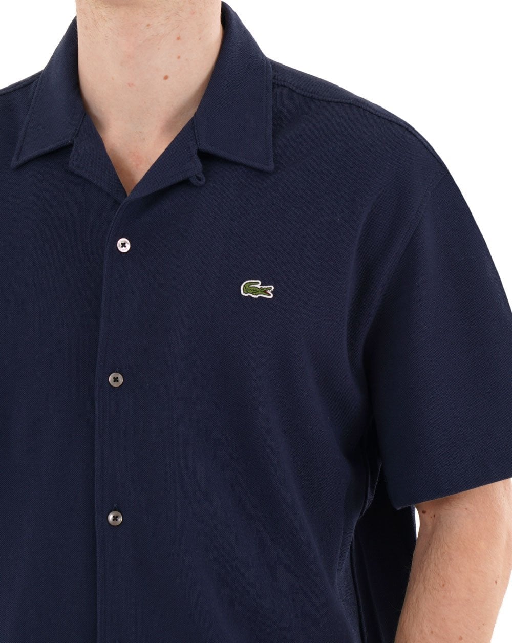Lacoste Pique Cotton Short Sleeve Shirt Navy