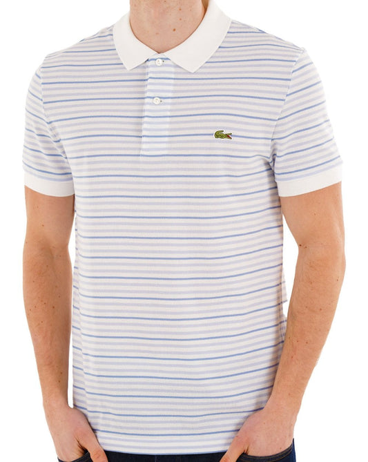 Lacoste Fine Stripe Polo Shirt Blue/Off White