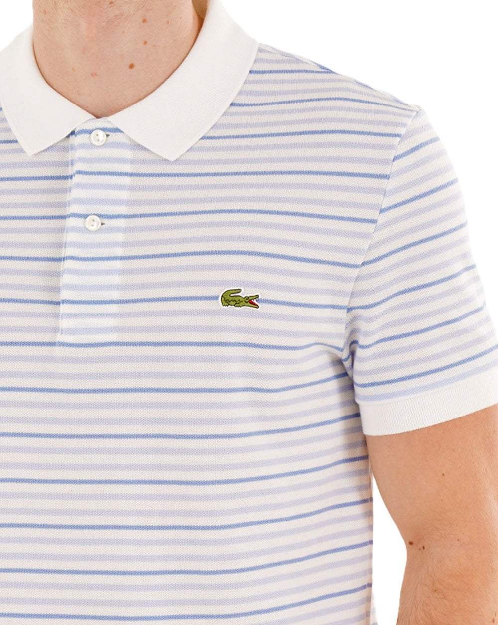 Lacoste Fine Stripe Polo Shirt Blue/Off White