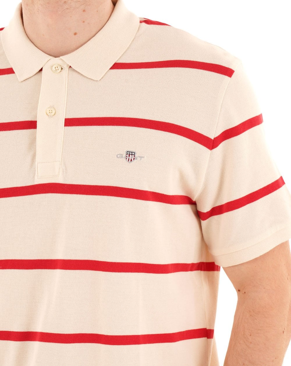 Gant Striped Polo Shirt Creamed White