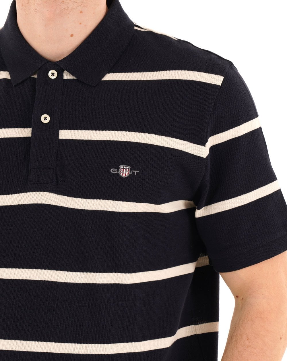 Gant Striped Polo Shirt Navy Blue