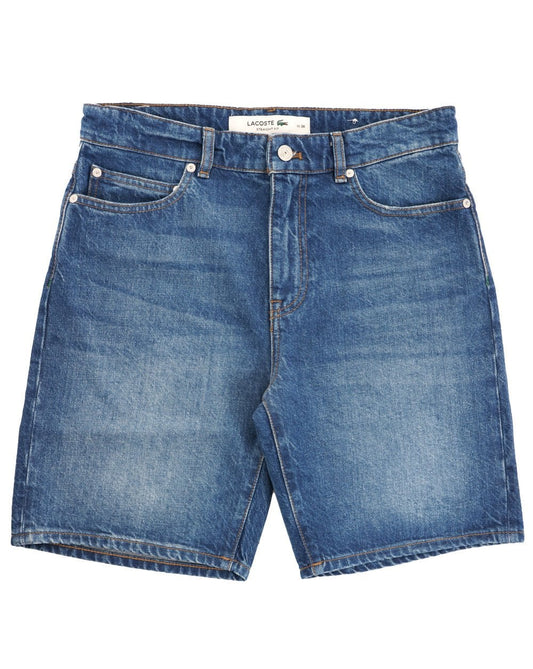 Lacoste Denim Bermuda Shorts Washed Deep Medium Blue